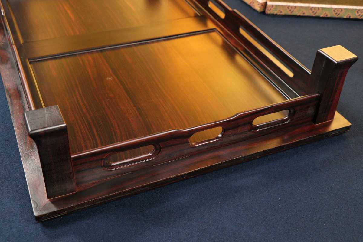 CB1 大型 縞黒檀花台 76cm×45.5cm 特大平卓 天然木製唐木盆栽飾台 華道