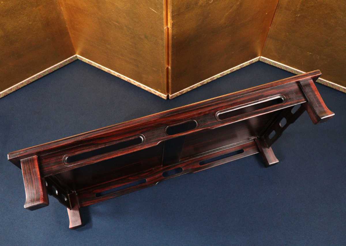 CB1 大型 縞黒檀花台 76cm×45.5cm 特大平卓 天然木製唐木盆栽飾台