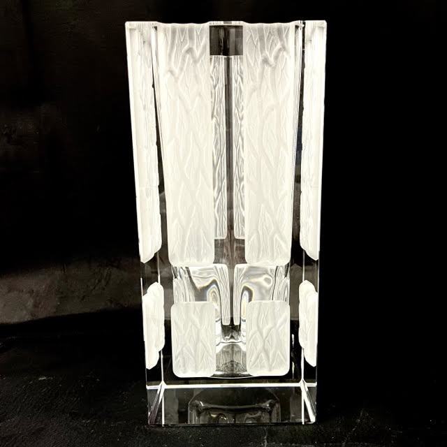 仙16 HOYA CRYSTAL ホヤ クリスタル 花瓶 フラワーベース インテリア ガラス 日本製 箱付き コレクション アンティークの画像4