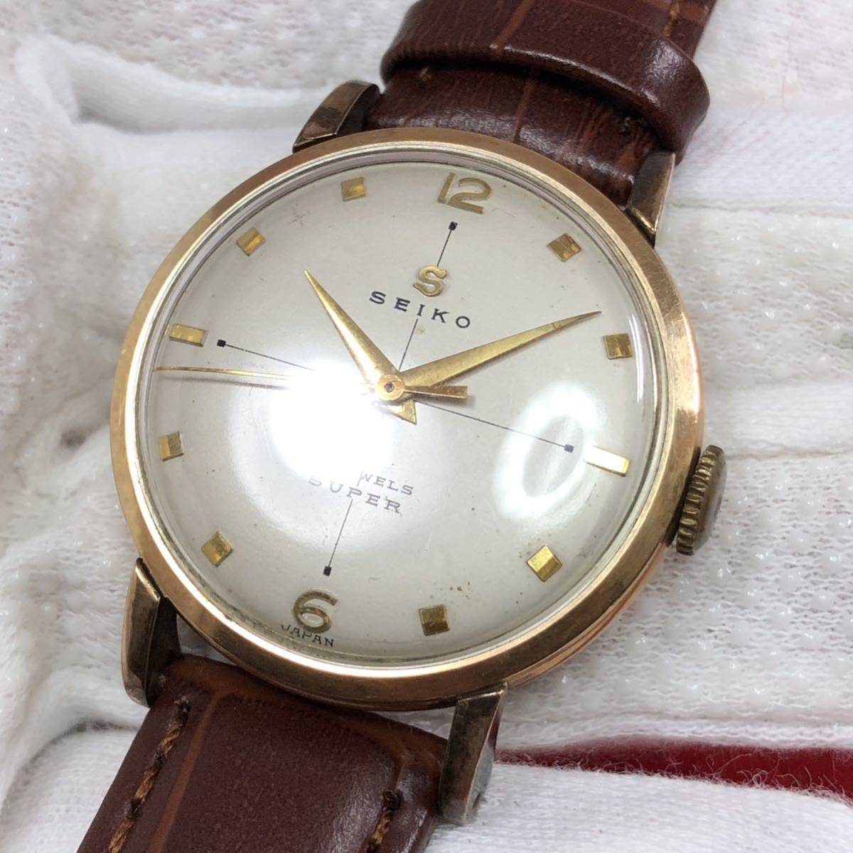暖色系 【OH済】SEIKOセイコー スーパー11021アンティーク腕時計手巻き