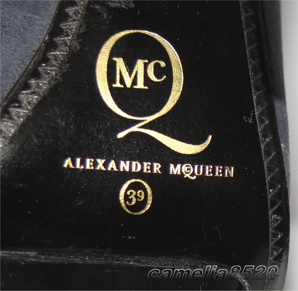 Alexander McQueen アレキサンダー マックイーン スタッド ヒール パンプス ネイビー スエード 39 サイズ 約24.5cm ブラジル製 中古 美品_画像5