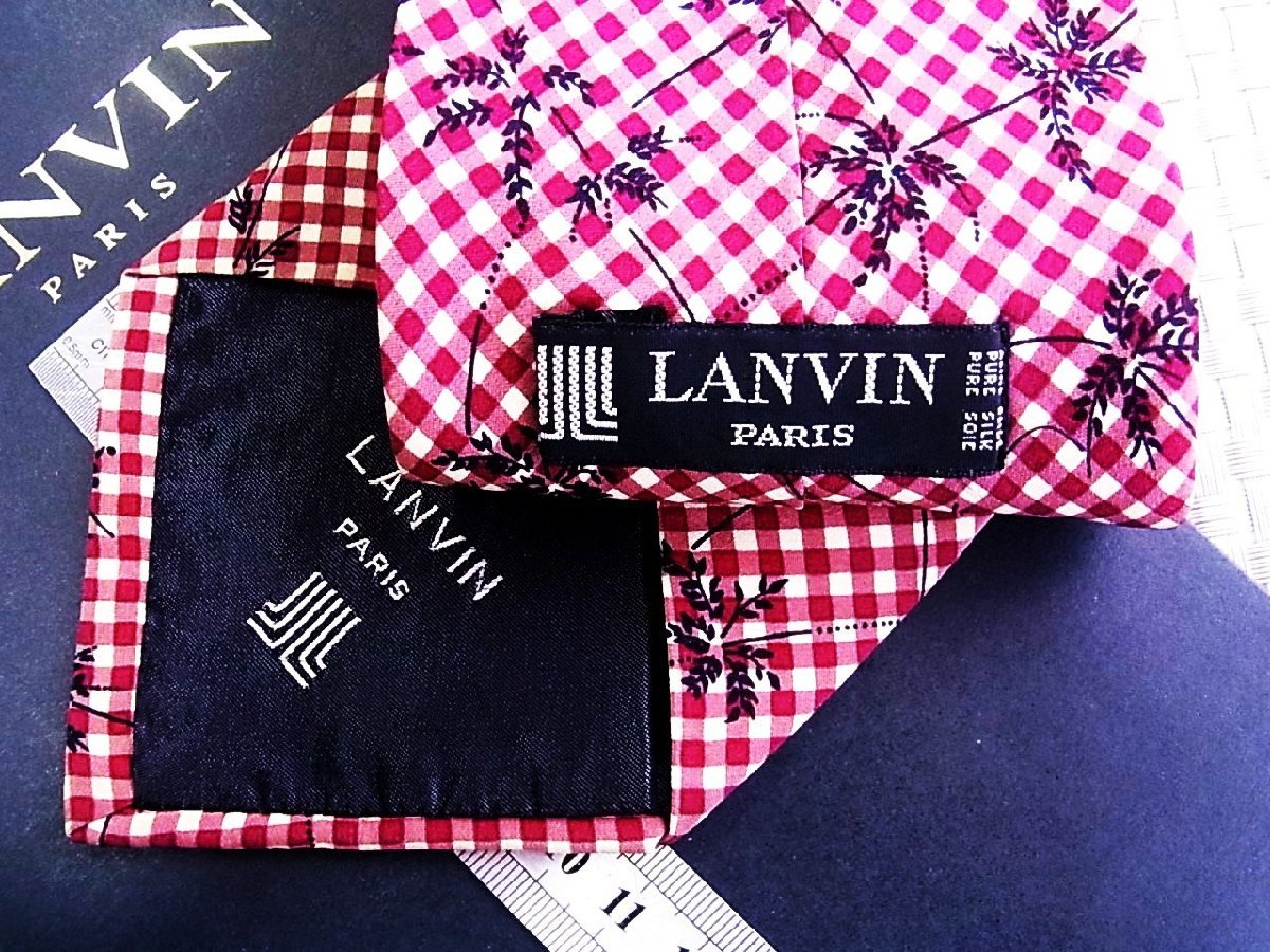 【在庫処分セール】●特売●FK1131●【LANVIN】ランバン【草葉 植物 チェック 柄】ネクタイ●の画像3