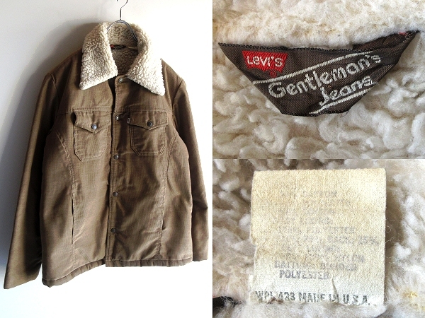 希少 70s80sビンテージ USA製 Levi's リーバイス 70627-1623 白タブ コーデュロイ ボアジャケット ランチコート ボアジャン M ブラウン 茶