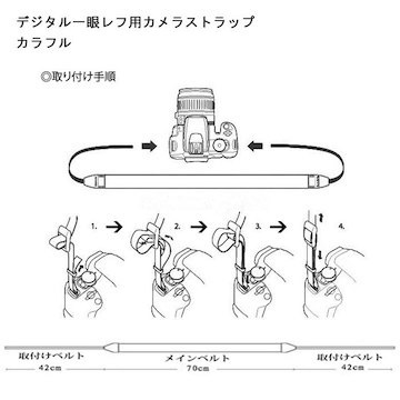 ゆうメール可 一眼レフ ミラーレス一眼用 カメラ カラフル ネックストラップ 全11色 ブラック_画像3