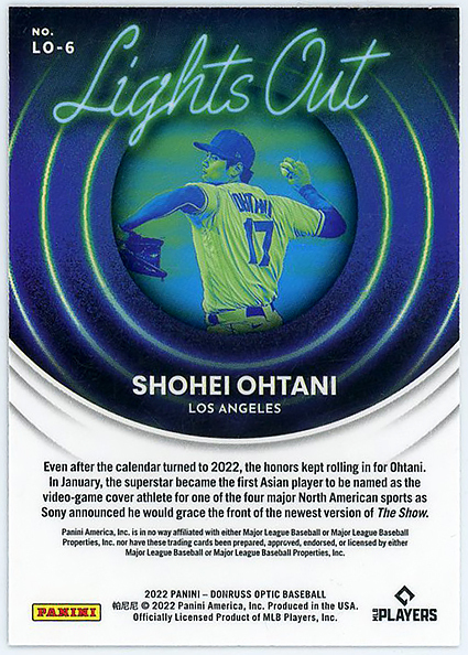 ANGELS▲大谷翔平SHOHEI OHTANI/2022 PANINI DONRUSS OPTIC LIGHTS OUT!の画像2