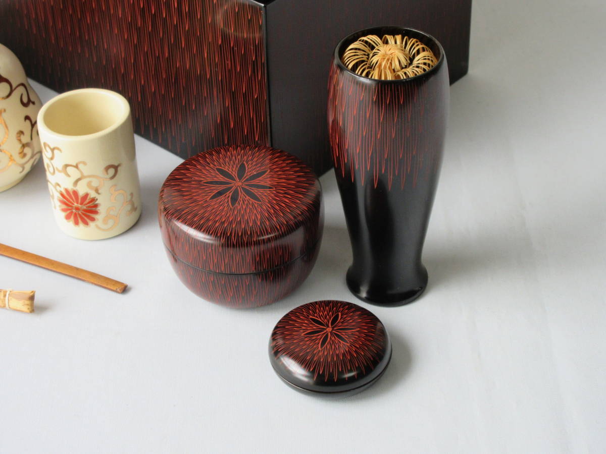 蒟醤(きんま)利休茶箱揃い】【蒟醤(きんま)茶箱10点セット】美品