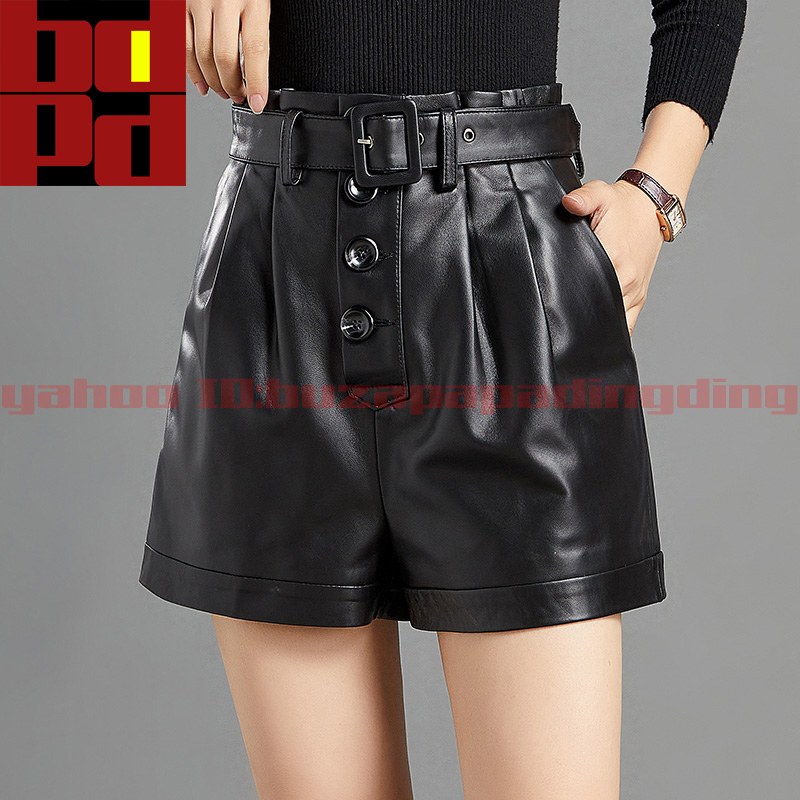  popular lady's original leather ram leather short pants stylish outing fashion design casual stylish sexy beautiful line woman woman .J84