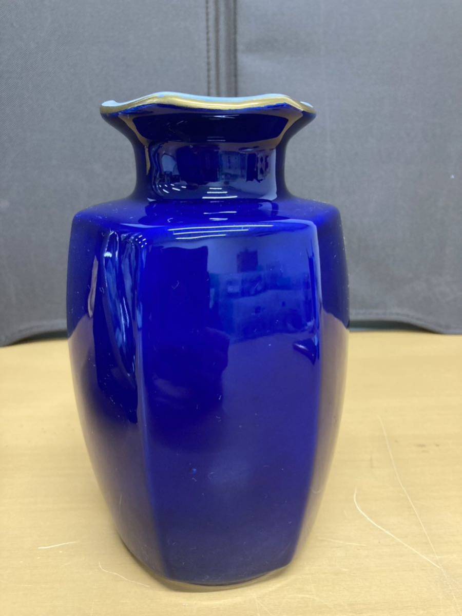 狩）中古品 花瓶 花器 飾皿 青色 おしゃれ 2点セット 20230117 (13-5)_画像3
