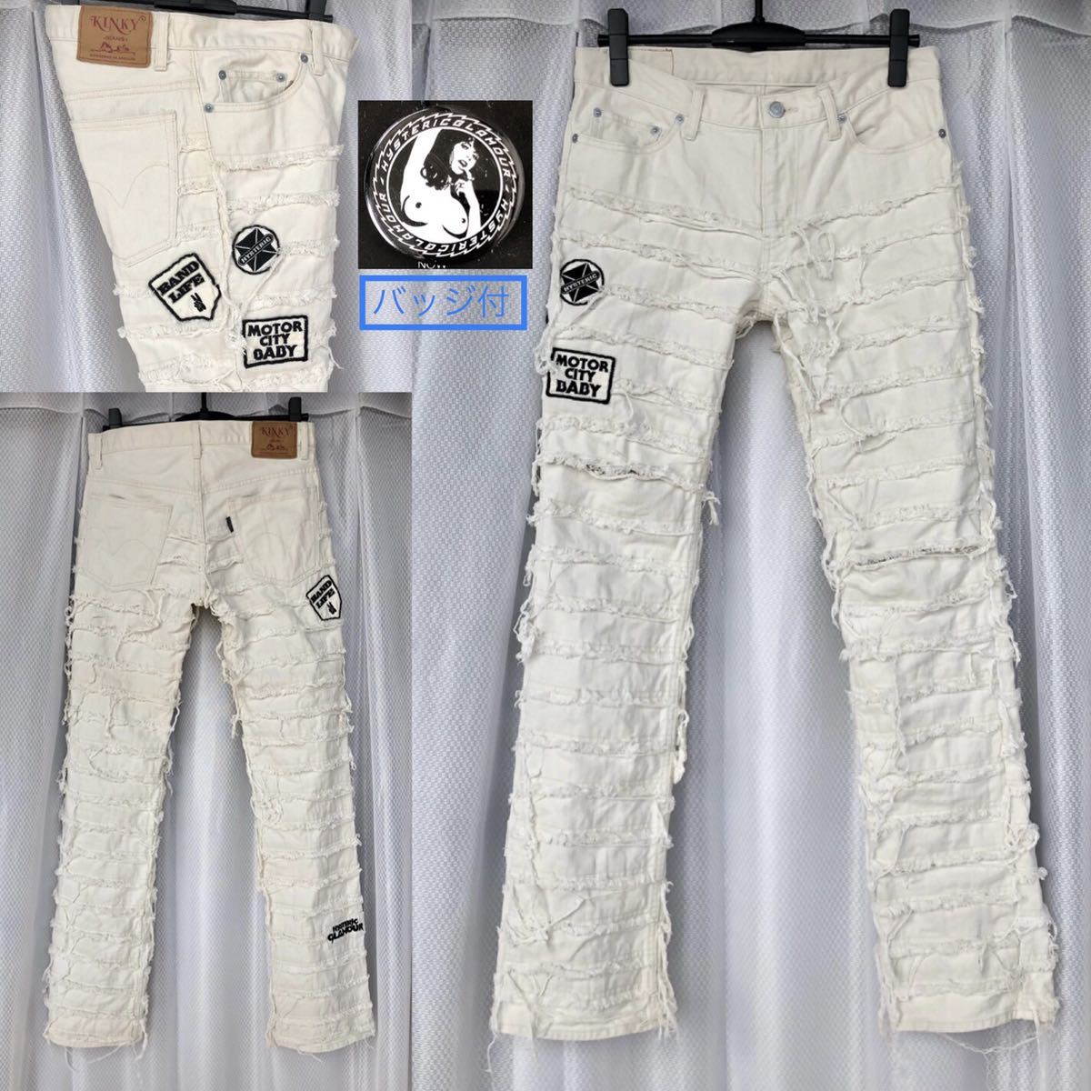 バッジ付 ウミヘビ ツギハギ 白 HYSTERIC GLAMOUR リメイク バッジ付 ウミヘビ ツギハギ 白 HYSTERIC GLAMOUR リメイク