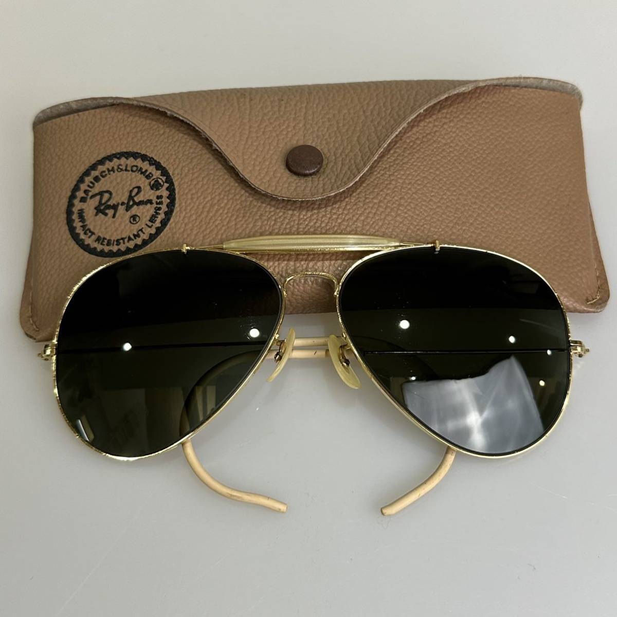 70's B&Lレイバン アウトドアーズマン2 62㎜ G-15 ゴールド ビンテージ ボシュロム ティアドロップ USA ray-ban 廃盤_画像8