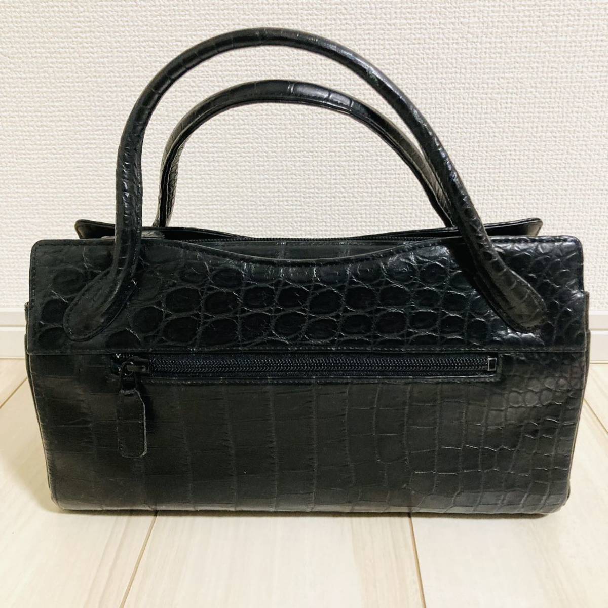 結婚祝い 美品 本革 JRA クロコダイル JRA認定 ワニ革 ハンドバッグ