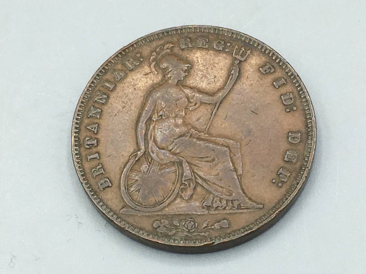 国内発送 英国 イギリス コイン 硬貨 1855年 ビクトリア ペニー 銅貨 (56-60-19)_画像4