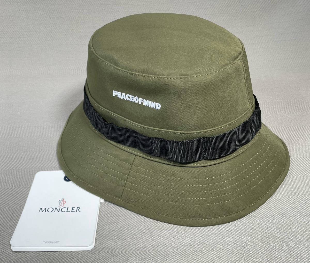 新品 本物 モンクレール MONCLER バケット ハット カーキ グリーン L 帽子 サファリハット バケットハット バケハ ロゴ