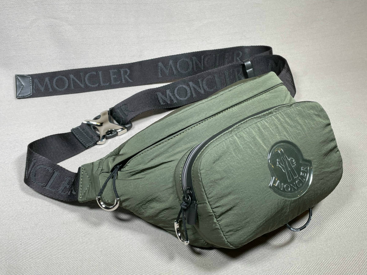 新品 本物 モンクレール MONCLER ベルトバッグ DURANCE ロゴ カーキ