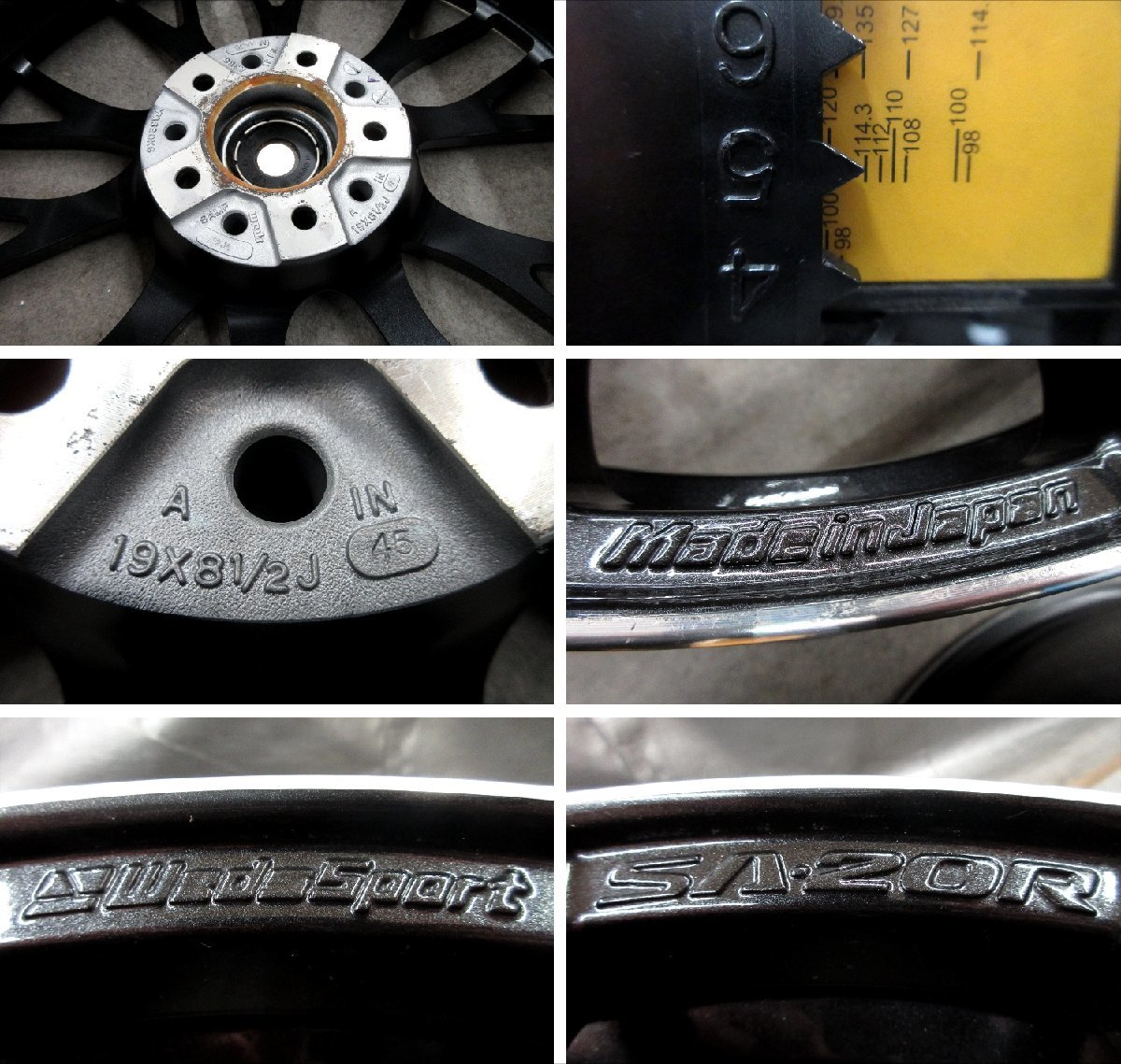 ■送料無料 A2■ Weds Sport SA-20R ■ 19×8.5J+45 ■ 5H PCD114.3 ◇ 4本 ◇ メタリック/ブラック系 日本製/1ピース 1本/約9.7kg_画像7
