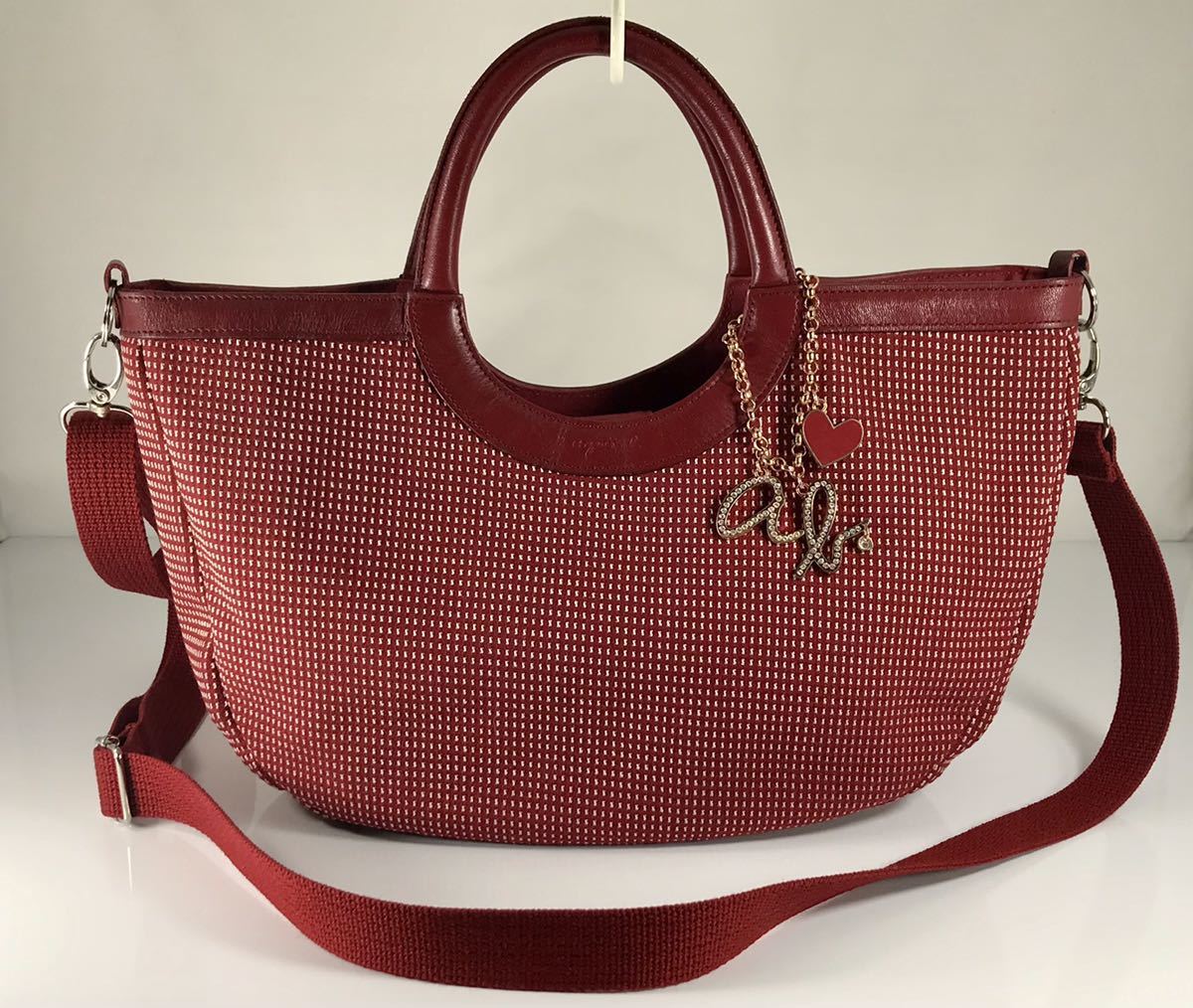 美品 agnes b アニエス・ベー 2WAY 可愛い レザー×織布 iPad収納