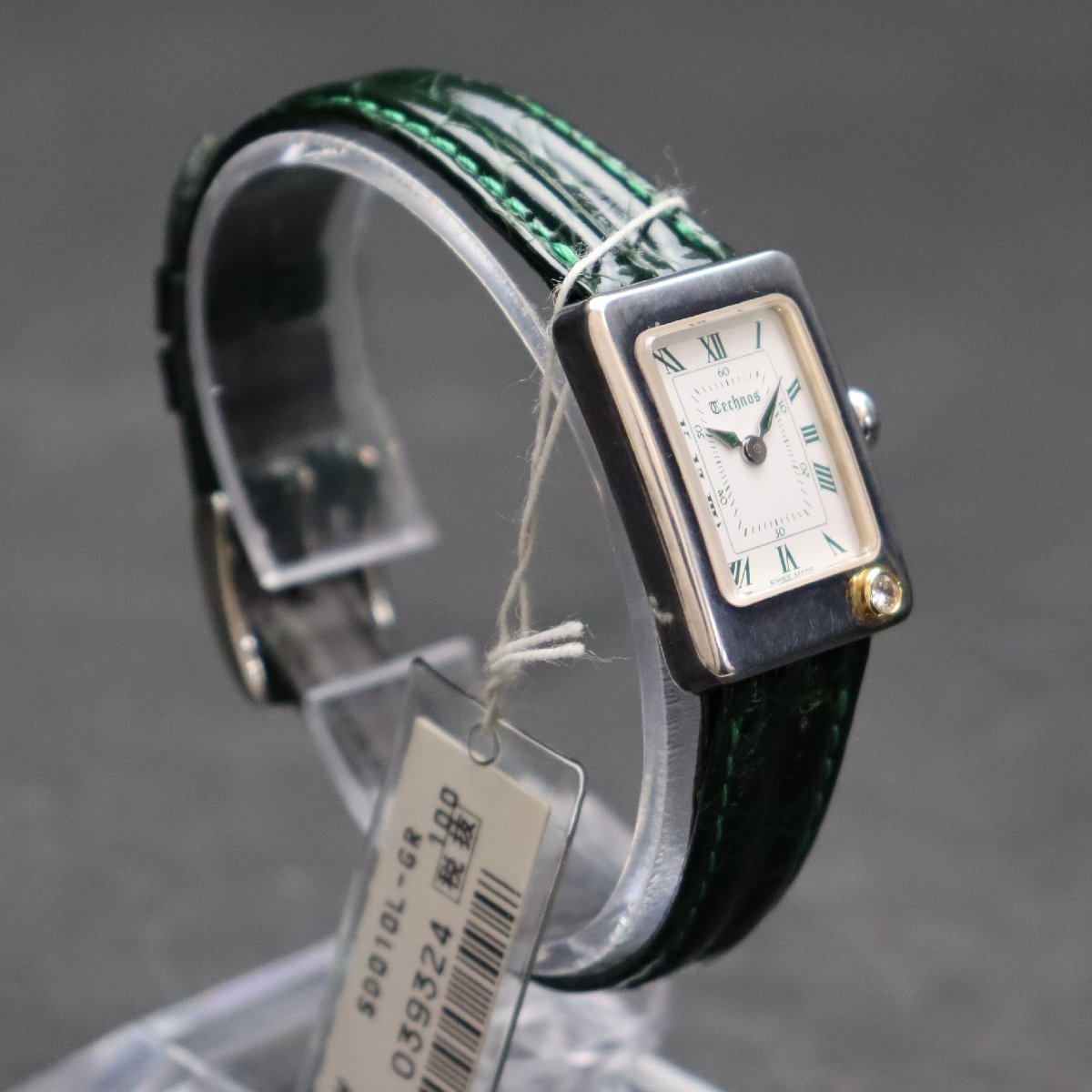 電池 TECHNOS テクノス 278010.89 クォーツ 1Pダイヤ 銀無垢ケース