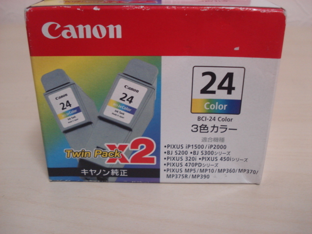  [送料無料 即決] CANON インクカートリッジ BCI-24 3色カラー 2個セット 未開封 ジャンク _画像2