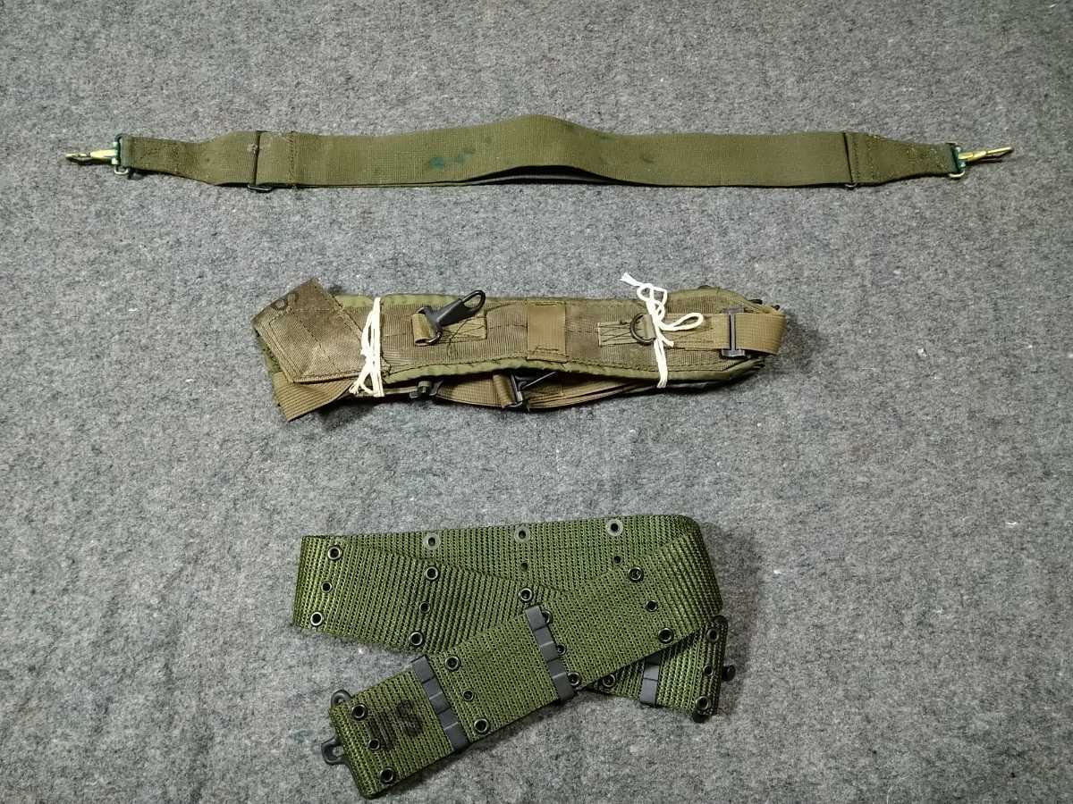 ナム戦！米軍 M1967H型サスペンダー&ピストルベルト＆汎用ストラップ 実物  未使用！箱出し新品！DSA-68 ナイロン装備 南ベトナム 放出品の画像1