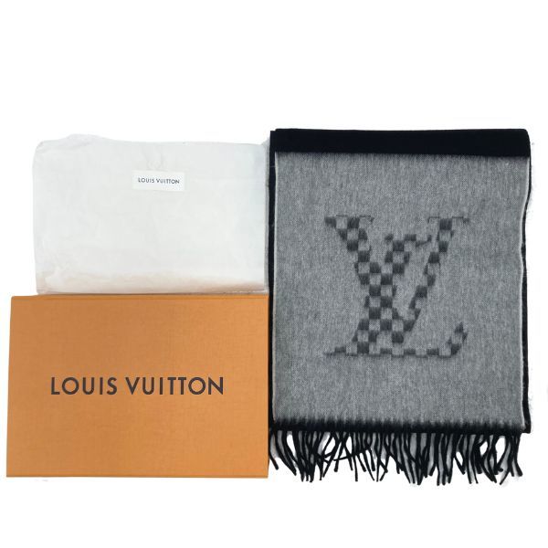 即決】 新品同様 ルイ ヴィトン LOUIS VUITTON エシャルプ ジェラム ダミエ アーカイヴ マフラー M77037 カシミヤ レディース  メンズ