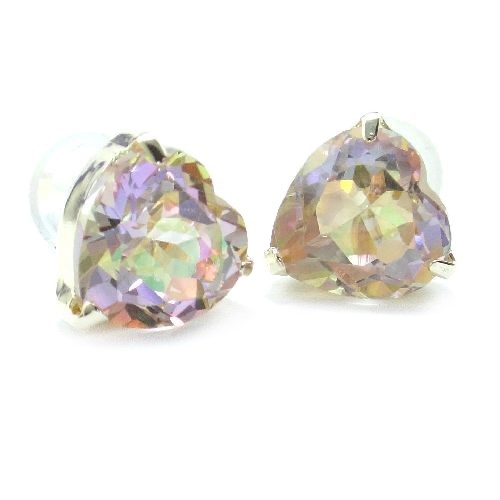 K10 can bar Land Mystic topaz Heart 7mm earrings WG YG is possible to choose Gold jewelry large grain volume box attaching 