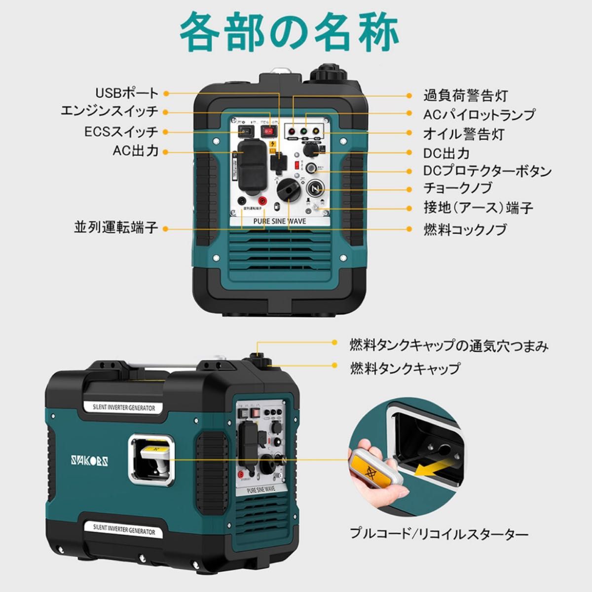 SAKOBS インバーター発電機 防音型 即日発送｜PayPayフリマ