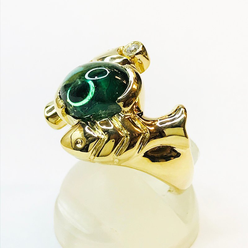 ー品販売 / 3.14ct トルマリン 天然 K18 qoj.YEQ03 ダイヤ ソーティング Ring 指輪 リング 0.03ct トルマリン