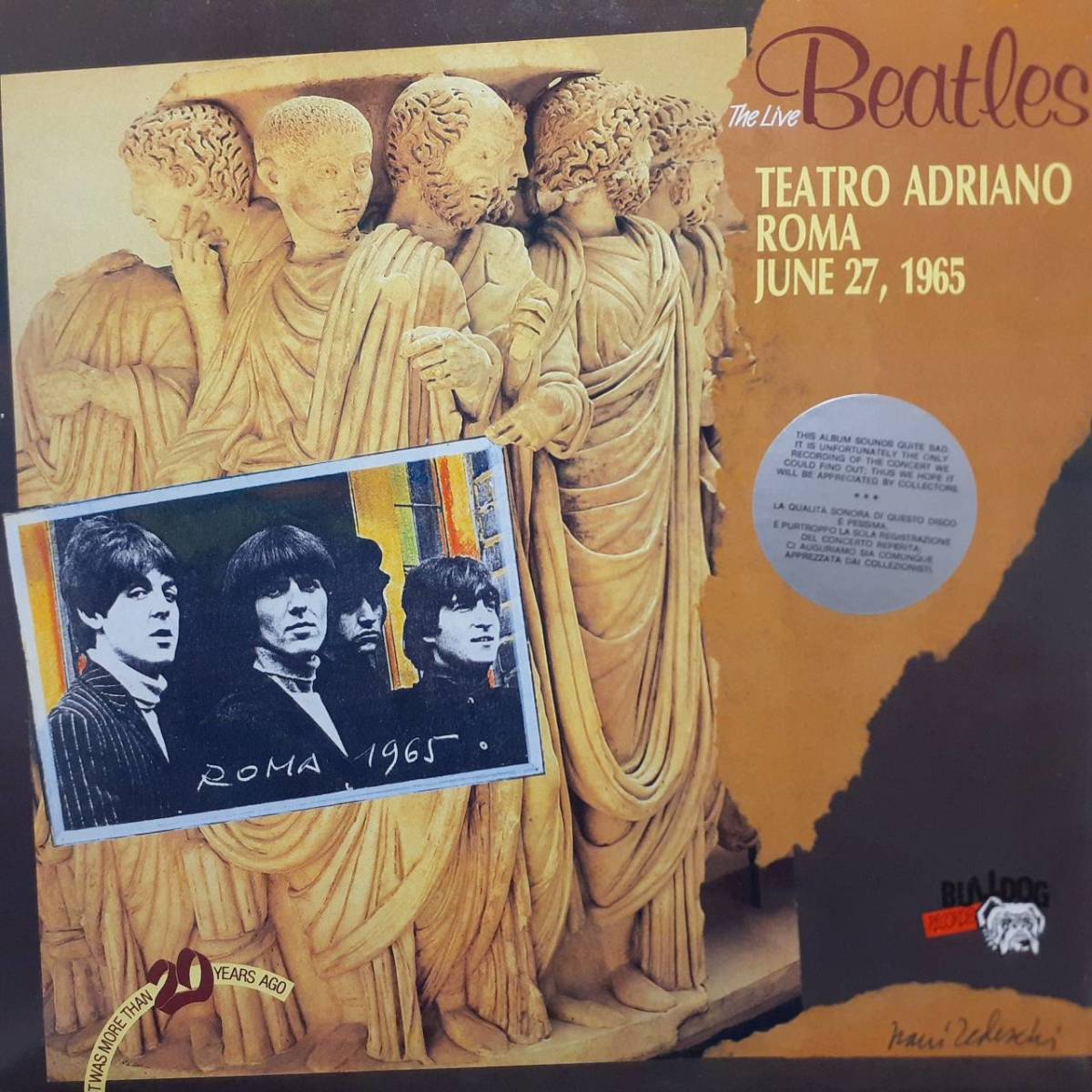 イタリア赤盤LP！プライベート！The Live Beatles Teatro Adriano Roma June 27, 1965 1987年 Bulldog BGLP 006 ビートルズ John Lennon_画像1