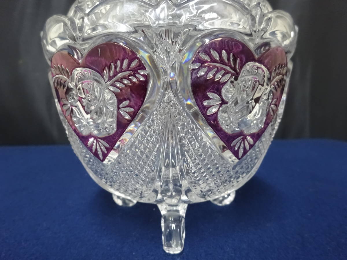 ボヘミアガラス ボンボニエール 小物入れ 紫 おしゃれ - コレクション