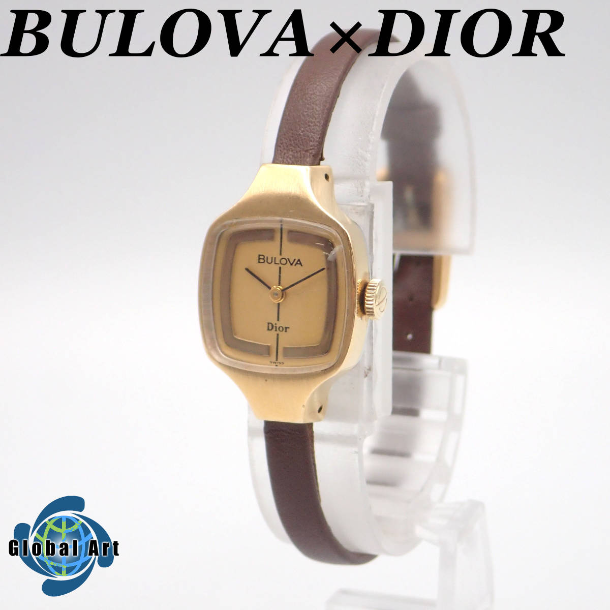 う01161/BULOVA×Dior ブローバ×ディオール/Wネーム/手巻き/レディース