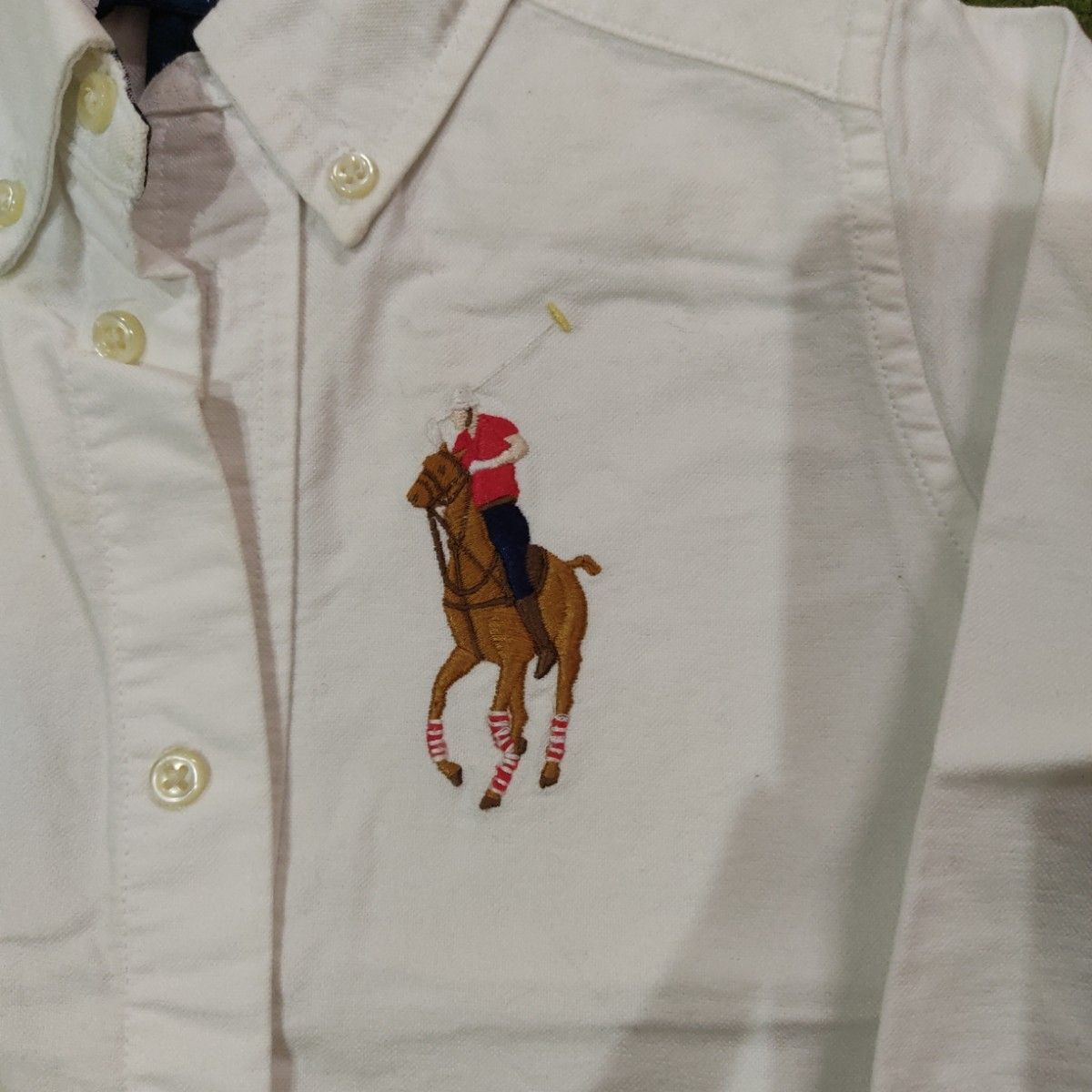 ラルフローレン 2T ビックポニー ブラウス 白カッターシャツ RALPH LAUREN 長袖シャツ ボタンダウンシャツ