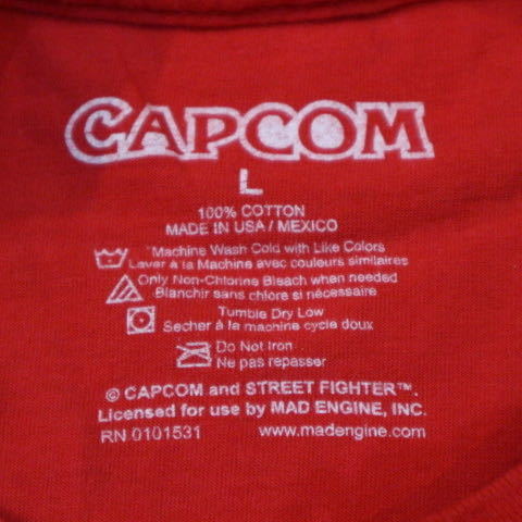 STREET FITER リュウ 隆 CAPCON Tシャツ L レッド ストリートファイター カプコン USA アニメ ゲーム_画像4