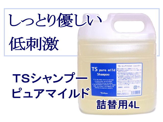 ＴＳピュアマイルドシャンプー 詰替用 ４Ｌ 環境にやさしく 低刺激 しっとり感アップ 無添加 ほのかなオレンジの香り サロン専売品 業務用