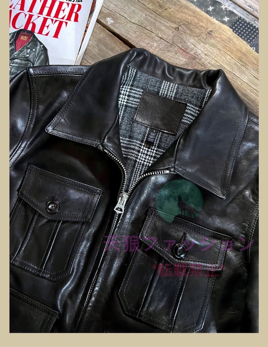 新発売 本革 カウハイド 牛革 ○サファリジャケット 革ジャン S~3XL