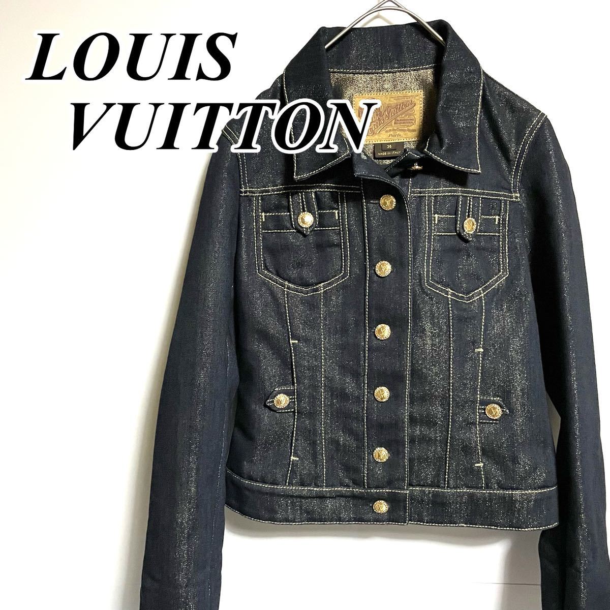 [ прекрасный товар ] Louis Vuitton Denim жакет G Jean Gold золотой кнопка 