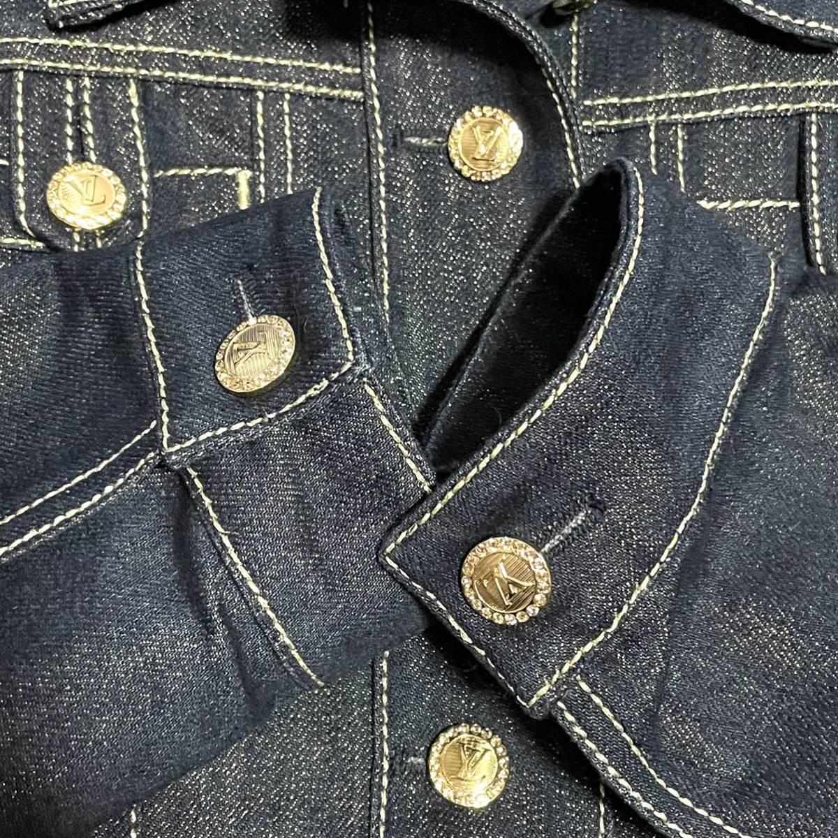 [ прекрасный товар ] Louis Vuitton Denim жакет G Jean Gold золотой кнопка 