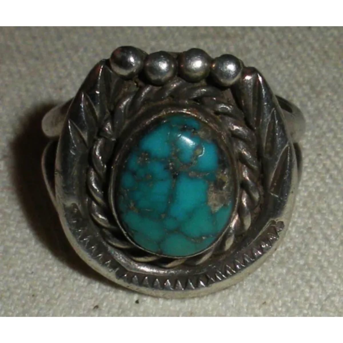 超希少 VTG NAVAJO 50’s BLUE TURQUOISE HORSE SHOE SILVER RING RRL USAナビンテージナバホターコイズシルバーホースシューリング 11.5号