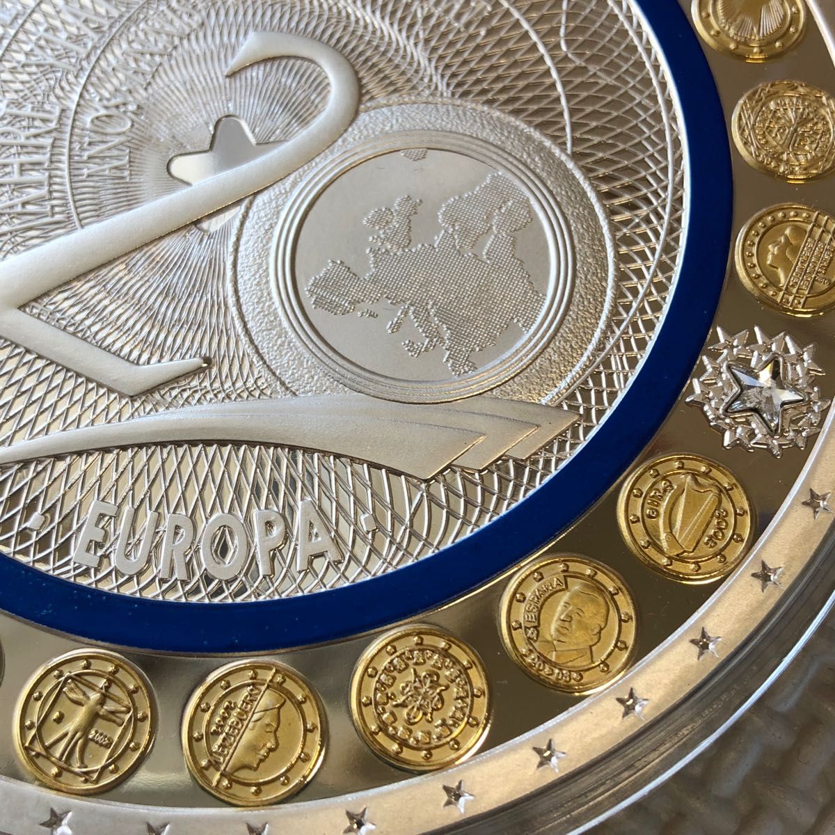 ユーロ誕生20周年 超大型コイン】376g スワロフスキー 装飾付 ドイツ