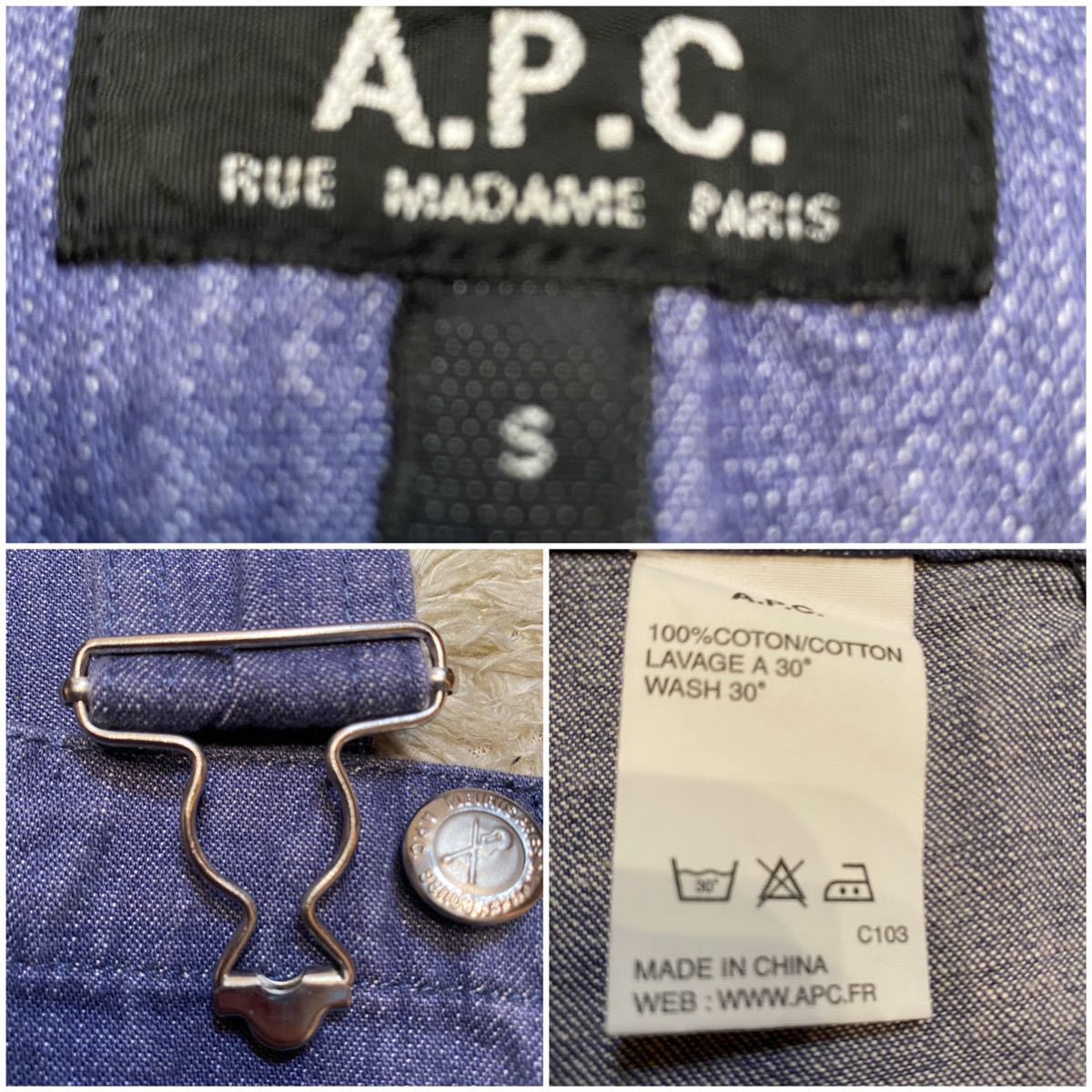 アーペーセー A P C オーバーオール サロペット デニム チェック アーペーセー A P C オーバーオール サロペット デニム チェック