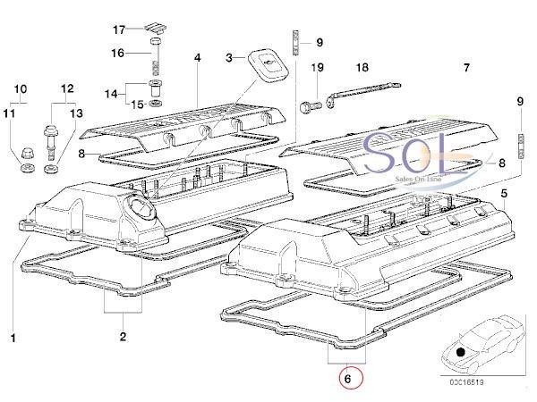 BMW E38 E39 E53 X5 シリンダーガスケット(ヘッドカバーシーリング) 735i 740i 540i 4.4i 4.6is 11120034105 出荷締切18時_画像2