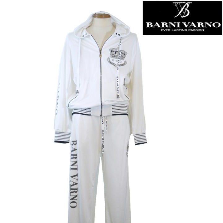 【SALE】バーニヴァーノ/BARNIVARNO ロゴ上下セット LLサイズ 白×銀