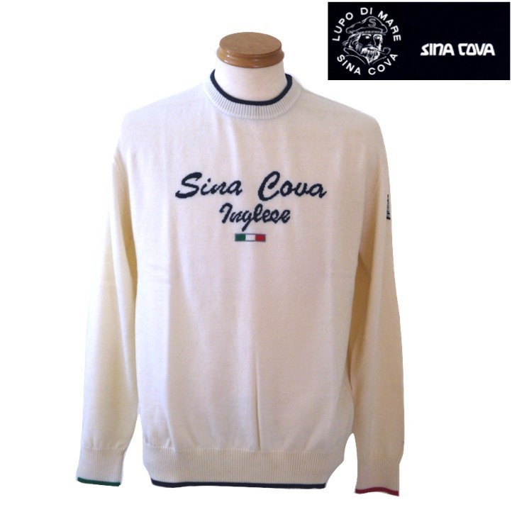 高級品市場 COVA イングレーゼ/SINA シナコバ 【秋冬SALE】 Inglese 040-オフホワイト LLサイズ クルーネックセーター XLサイズ以上