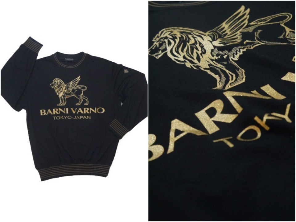 【秋冬SALE】 バーニヴァーノ/BARNIVARNO ライオン上下セット Lサイズ 黒×金茶_画像4
