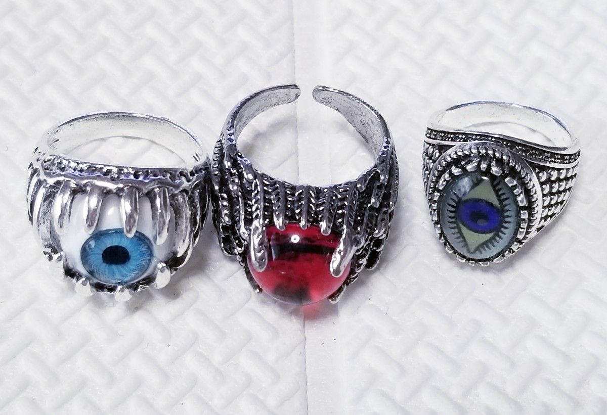 リングセット メンズアクセサリー 目玉 モード ヴィジュアル パンク ロック RING 指輪 メンズリング メンズ レディース