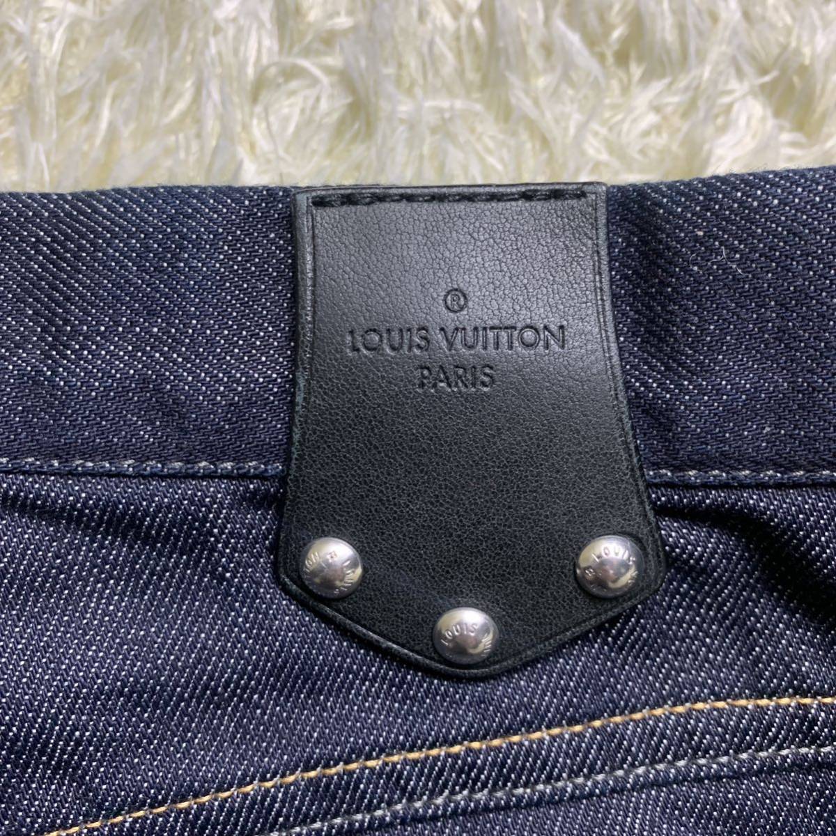 極上品』 ルイヴィトン LOUISVUITTON LVロゴ モノグラム 濃紺 デニム