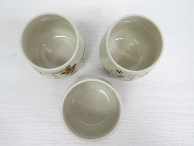 ★YC6477　九谷　松山　湯呑　3客セット　梅模様　茶道具　茶器　茶道　煎茶道具　和食器　レトロ　送料無料★_画像3