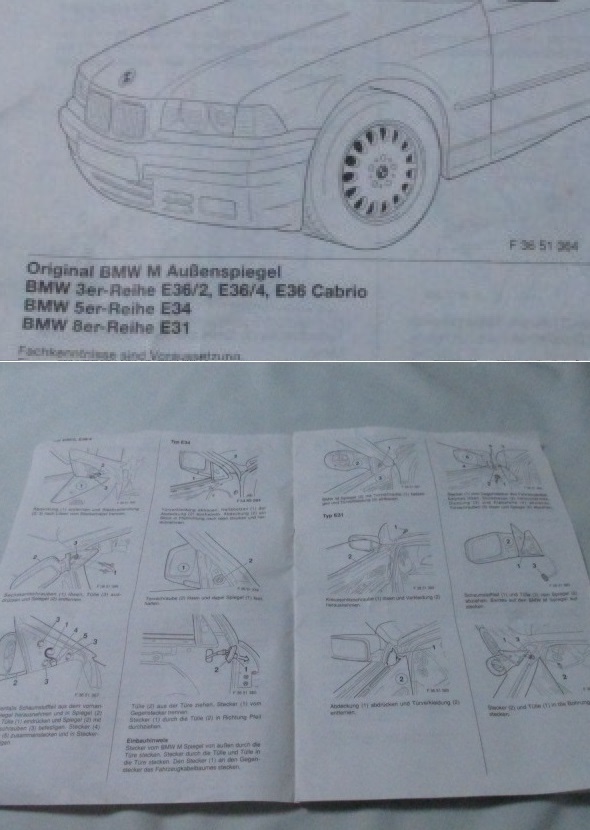 { beautiful goods } original manual attaching BMW original door mirror 3er-Reihe E36/2 E36/4 E36 Cabrio 5er-Reihe E34 8er-Reihe E31