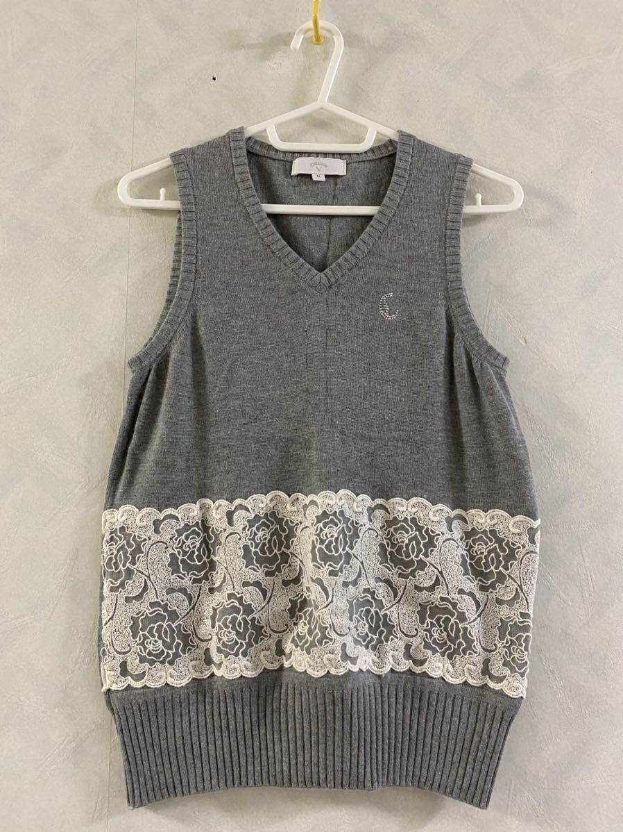 Callaway ニットベスト サイズM レディース レース アンゴラ混 キャロウェイ GOLF ゴルフ_画像1