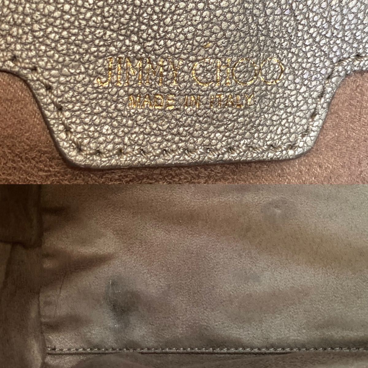 美品 JIMMY CHOO ジミーチュウ SOFIA M ソフィア グレーゴールド 3色スタッズ カラフルスタッズ ハンドバッグ トート ショルダー レザー