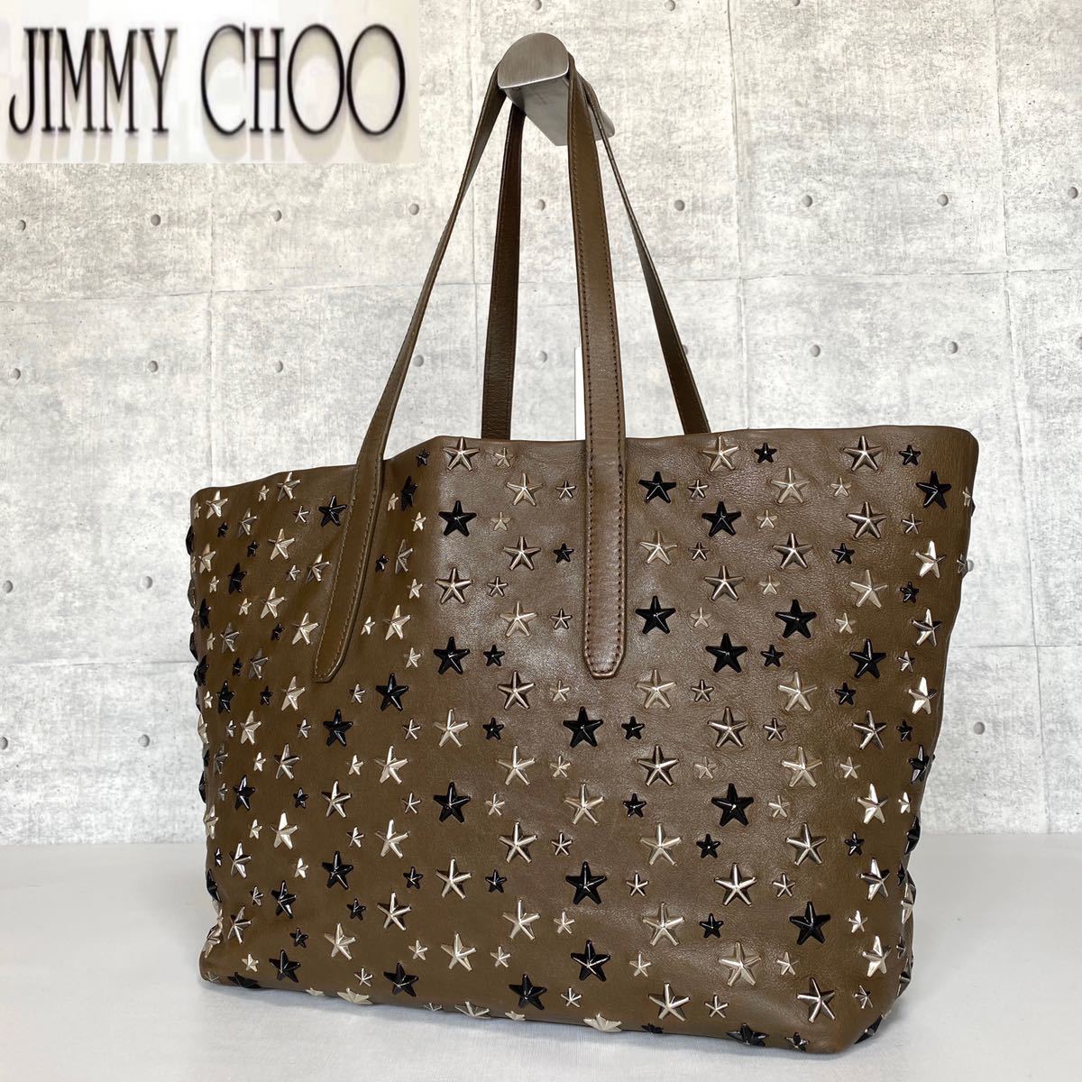 極美品 JIMMY CHOO ジミーチュウ SOFIA/M ソフィア カーキ スター